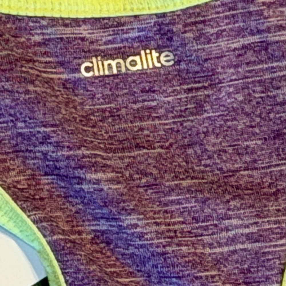 Adidas Climalite Tank “Baby Bro”Purple Heather with bright yellow trim - Picture 6 of 11